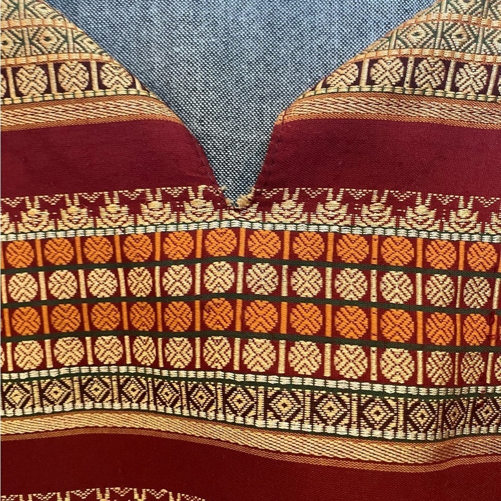 Kirans Linen Indian Print Chest Dress Short Sleeve Betel Leaf Neckline XL - Picture 6 of 10